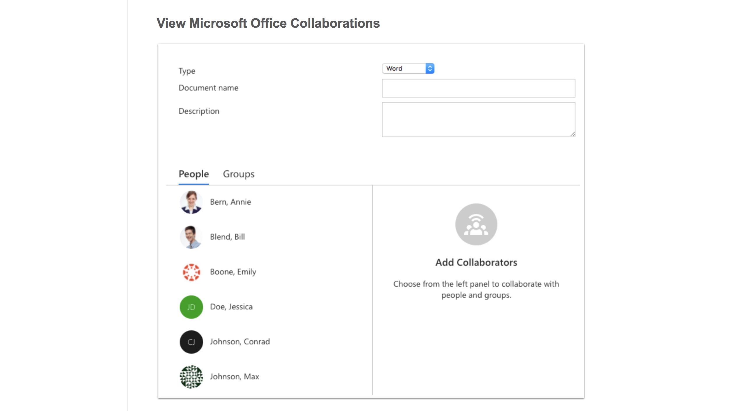Screenshot of a Canvas Collaboration on Microsoft Word.